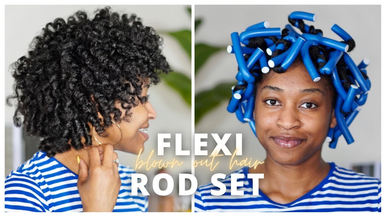 Flexi Rod Set on Dry Blown Out Natural Hair