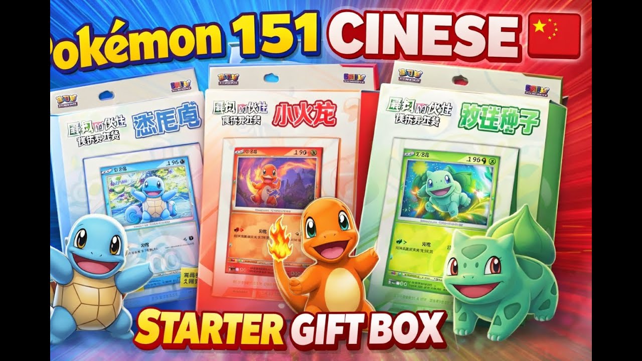 Apro le Starter Box Pokémon 151 Cinesi (Bulbasaur, Charmander, Squirtle)