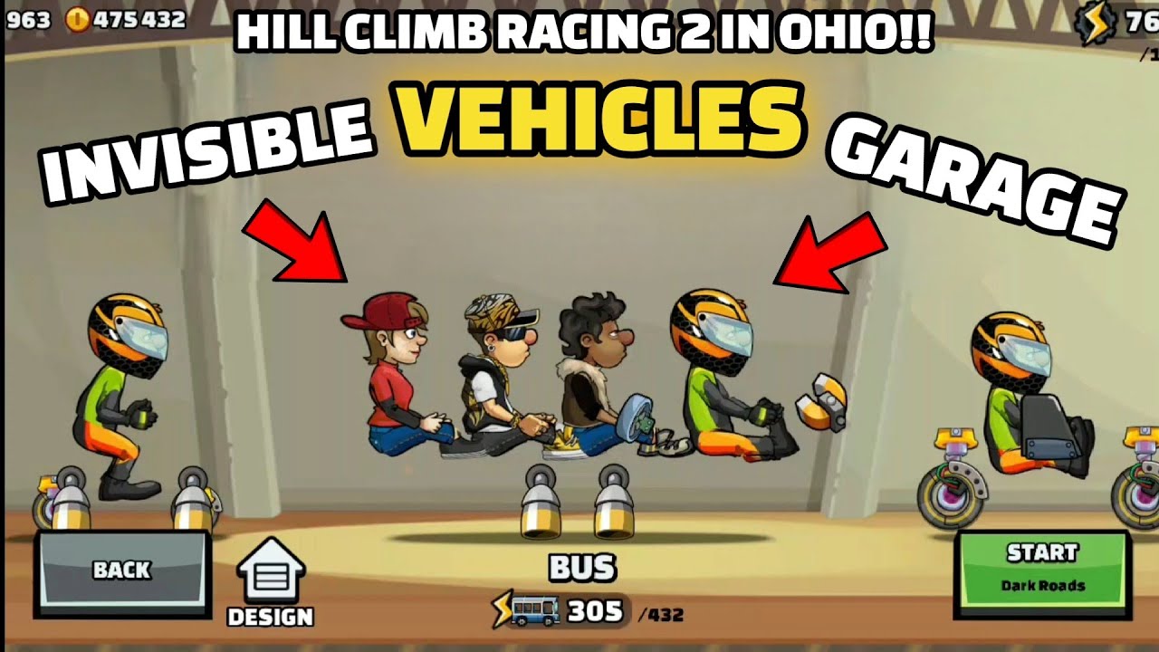 😱INVISIBLE VEHICLES GARAGE IN HILL CLIMB RACING 2 | HCR2 IN OHIO!