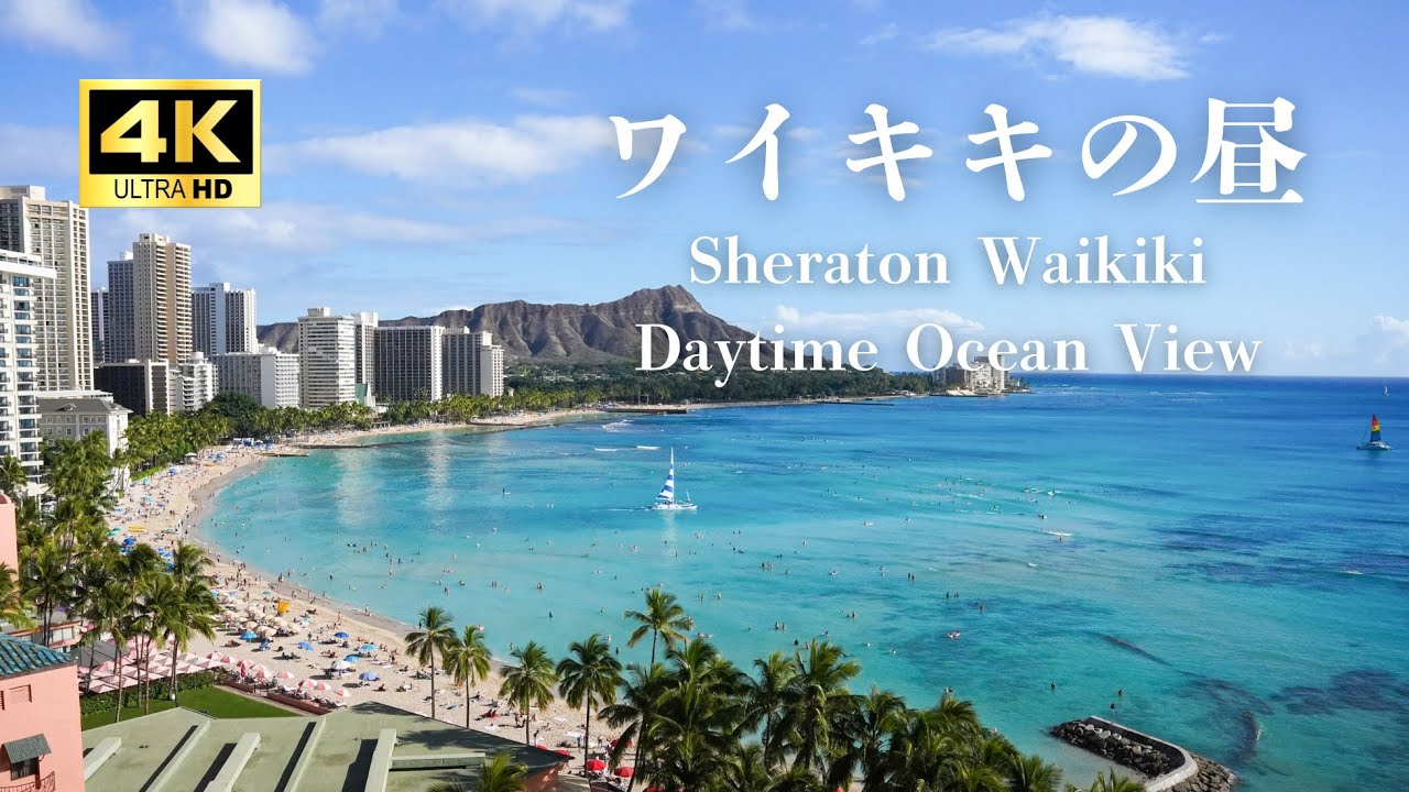 【4K】ワイキキの昼｜シェラトンワイキキ ラナイからの絶景30分