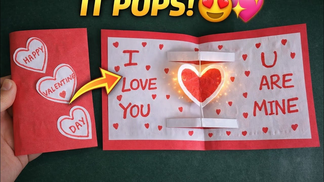 👉 Wait… It Pops! 😍 DIY Valentine Pop-Up Card ❤️