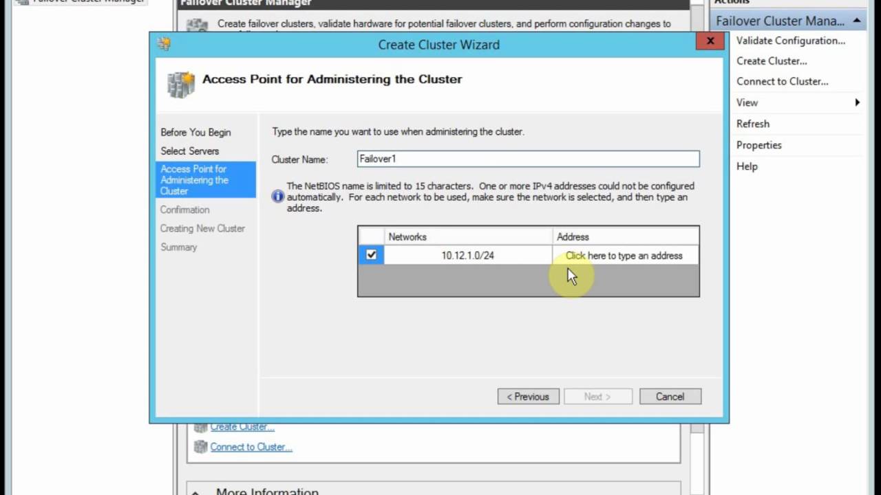 Create Failover Cluster
