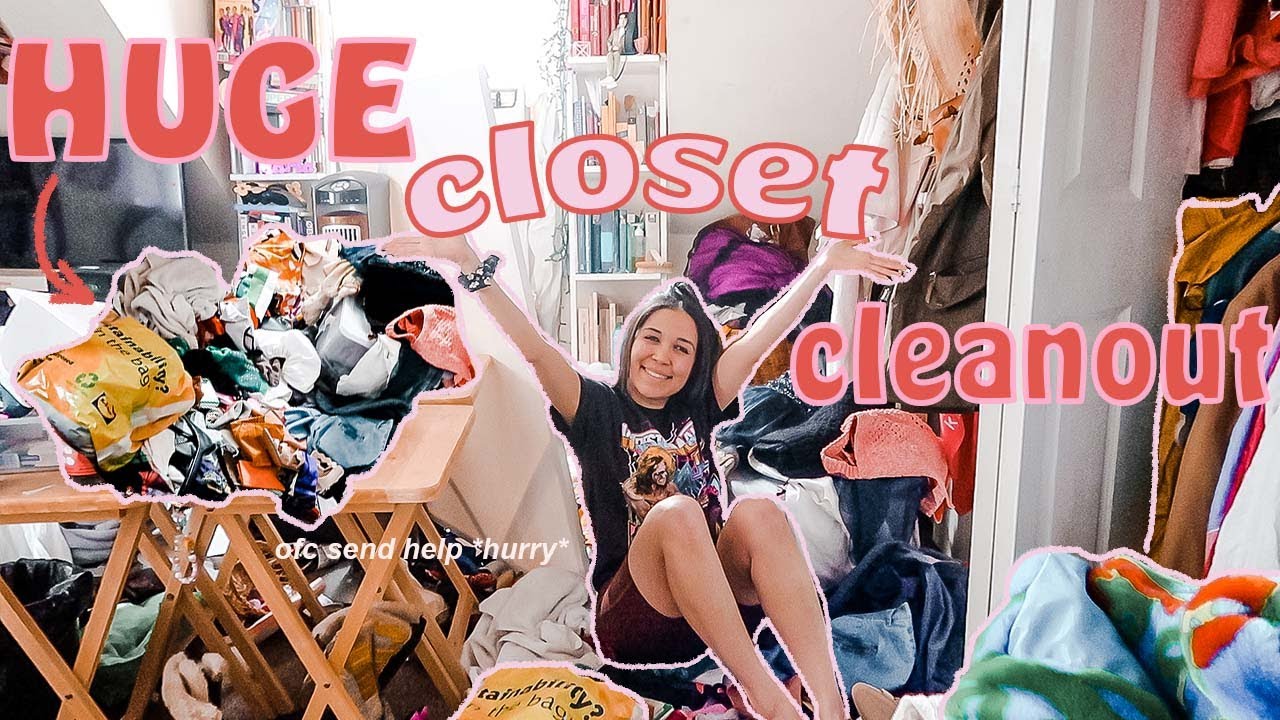 DEEP CLOSET CLEANOUT MASSIVE decluttering tips | spring cleaning my messy room 2022 *motivating af*