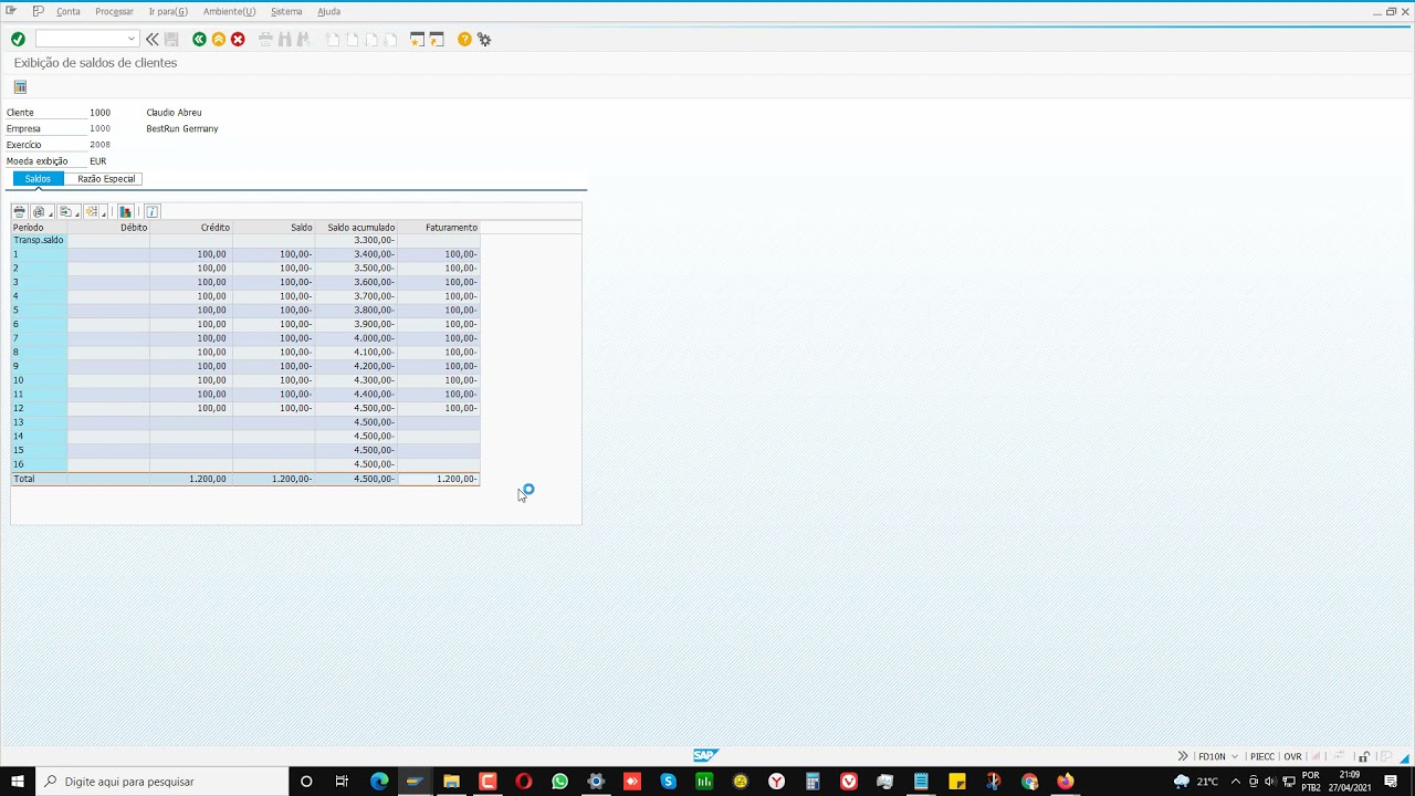 ➽ 9 M&oacute;dulo FI AR Saldo de Cliente SAP FD10N