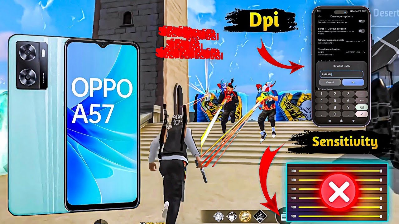 Oppo A57 Free Fire Sensitivity+Dpi+Headshot Settings