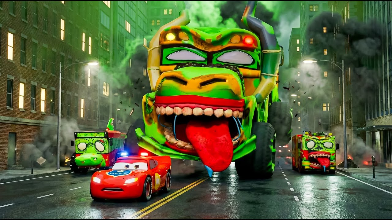3D Trend McQUEEN Genz:POLICE CHASE ZOMBIE VEHICLES DESTROYING THE CITY - Horror Story-BeamNG Driver