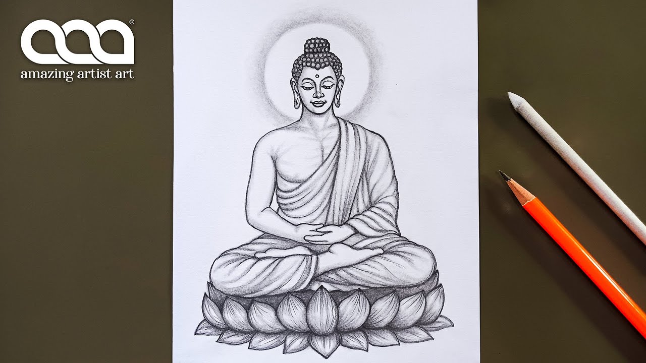Lord Buddha Drawing | Buddha Purnima Drawing | How To Draw Gautam Buddha | Amazing Artist Art