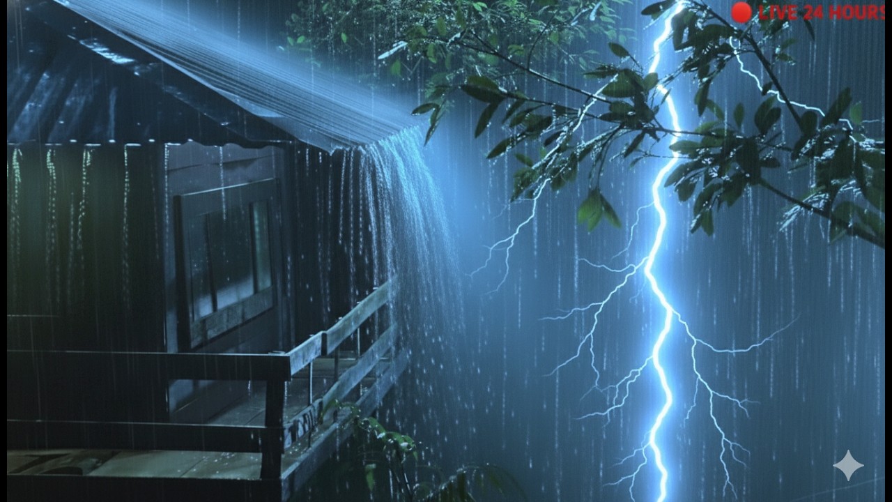 Instant Deep Sleep in 3 Minutes with Pouring Rain & Fierce Thunder Rickety Tin Roof in Dark Night 😴