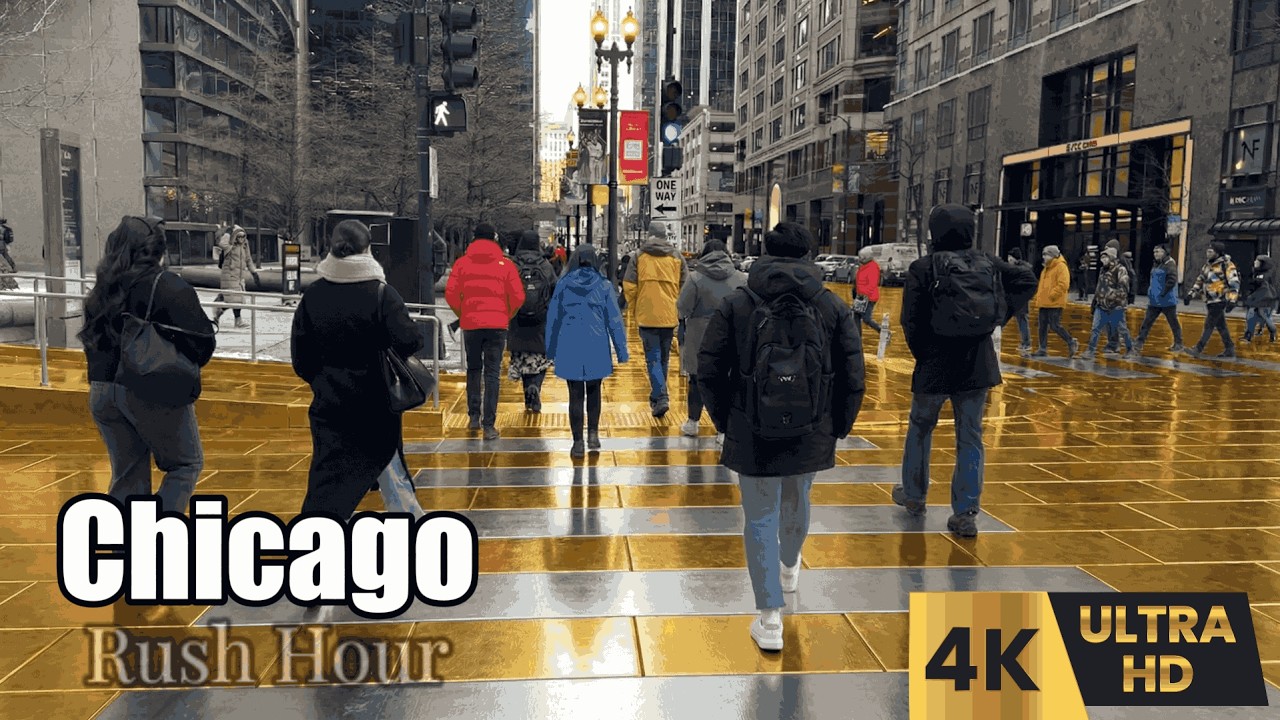 Chicago Loop Morning Walking Tour February 9, 2026 Winter 4k HDR