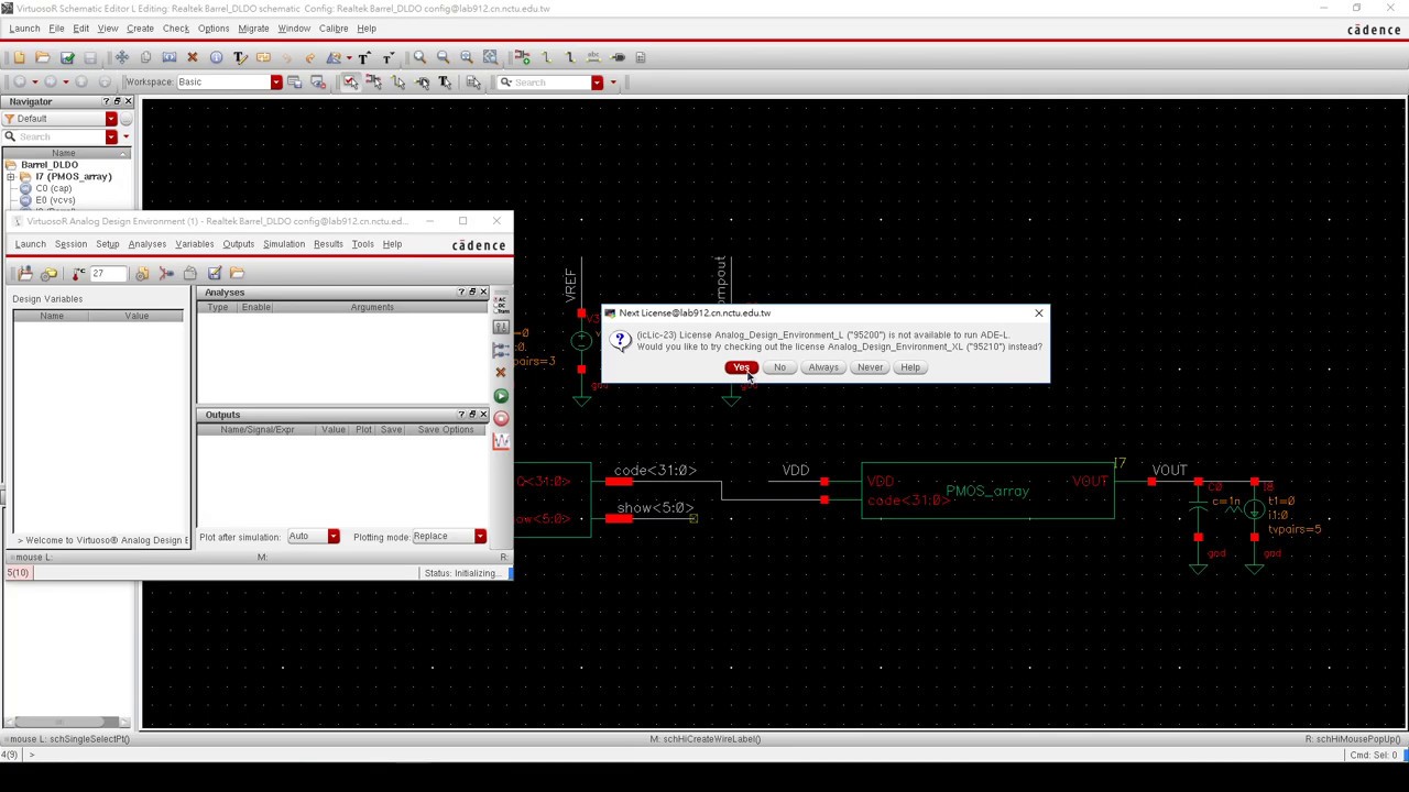 Run mixed-signal in cadence virtuoso. Take a digital low-dropout regulator (DLDO) for example.