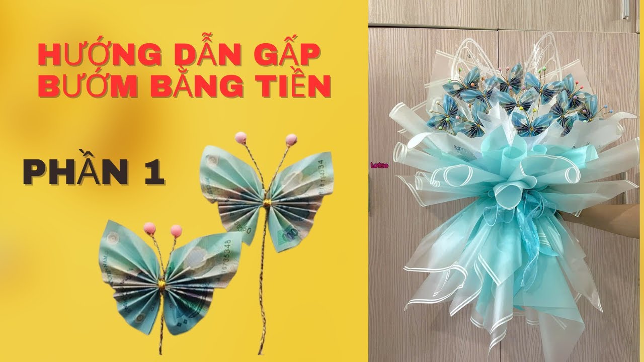 Hướng dẫn cách gấp bướm bằng tiền| Shop hoa Yến Nhi
