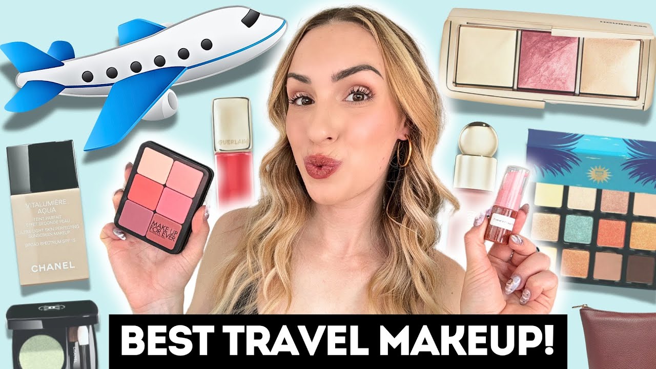 BEST TRAVEL MAKEUP! 🤩 What's in my luxury beauty travel makeup bag + packing tips