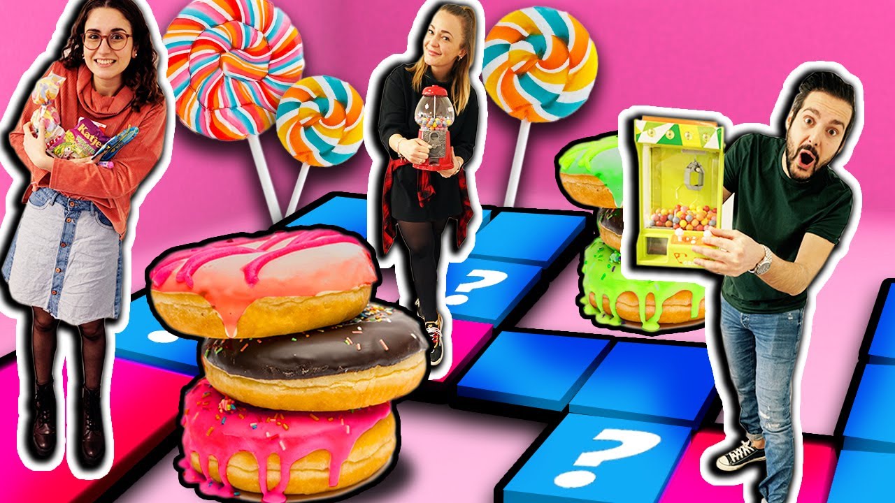 XXL CANDYLAND BRETTSPIEL mit Greifautomaten Challenge! Wer holt sich die meisten Süßigkeiten?