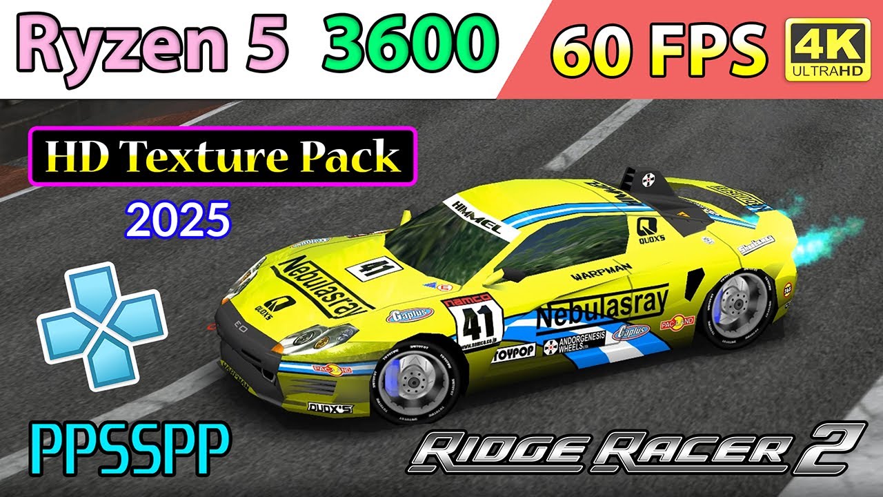Ridge Racer 2 - HD Texture Pack 2025 &bull; 60 FPS &bull; 4K - PPSSPP Emulator | Ryzen 5 3600
