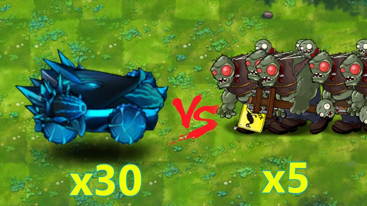 PvZ Fusion - 30 Plants vs 5 Red Eyed Gargantuar Zombie