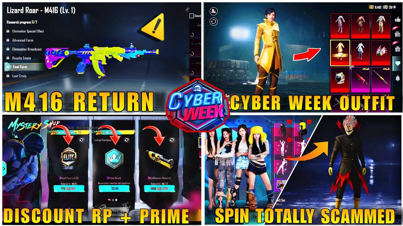 CYBER WEEK GUNS + OUTFIT ALL IS HERE !! CYBER WEEK REWARD ! BGMI SPIN SCAMMED ! BGMI