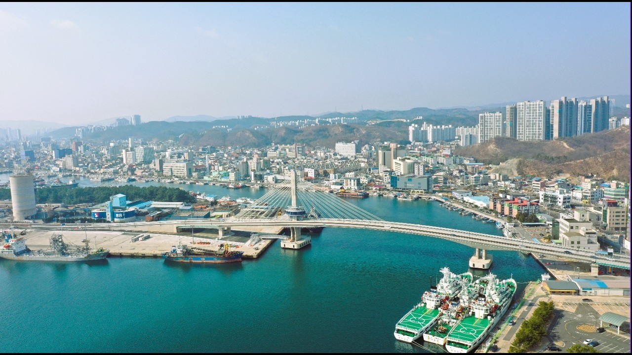 4K [새로운 포항명물] 개통후 해오름대교  View , Haeoreum Bridge view after opening,开通后的日出大桥 View
