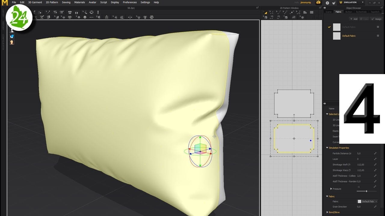 Обшивание подушки тканью в Marvelous Designer для 3ds max 🛋 Создание складок Pillow Урок 58 Часть 4