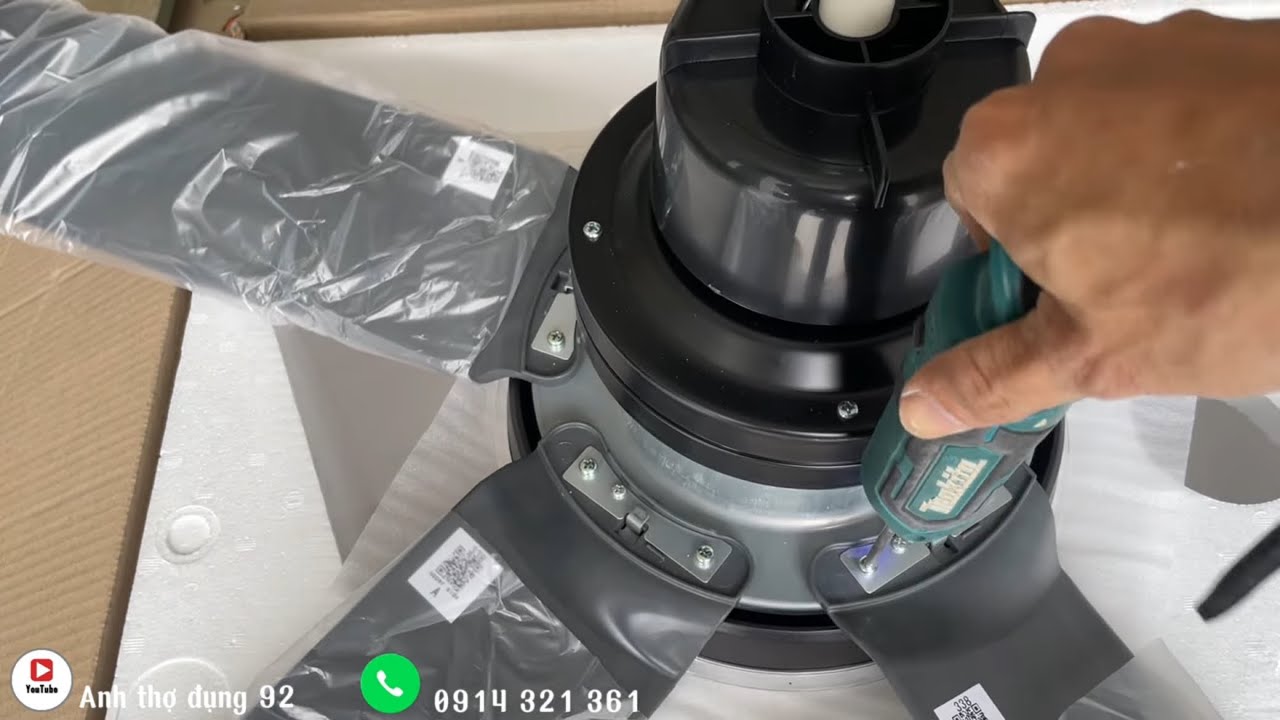 Lắp quạt trần 5 cánh Mitsubishi  C56-RA5 CY-GY (Xám đen) trần thạch cao