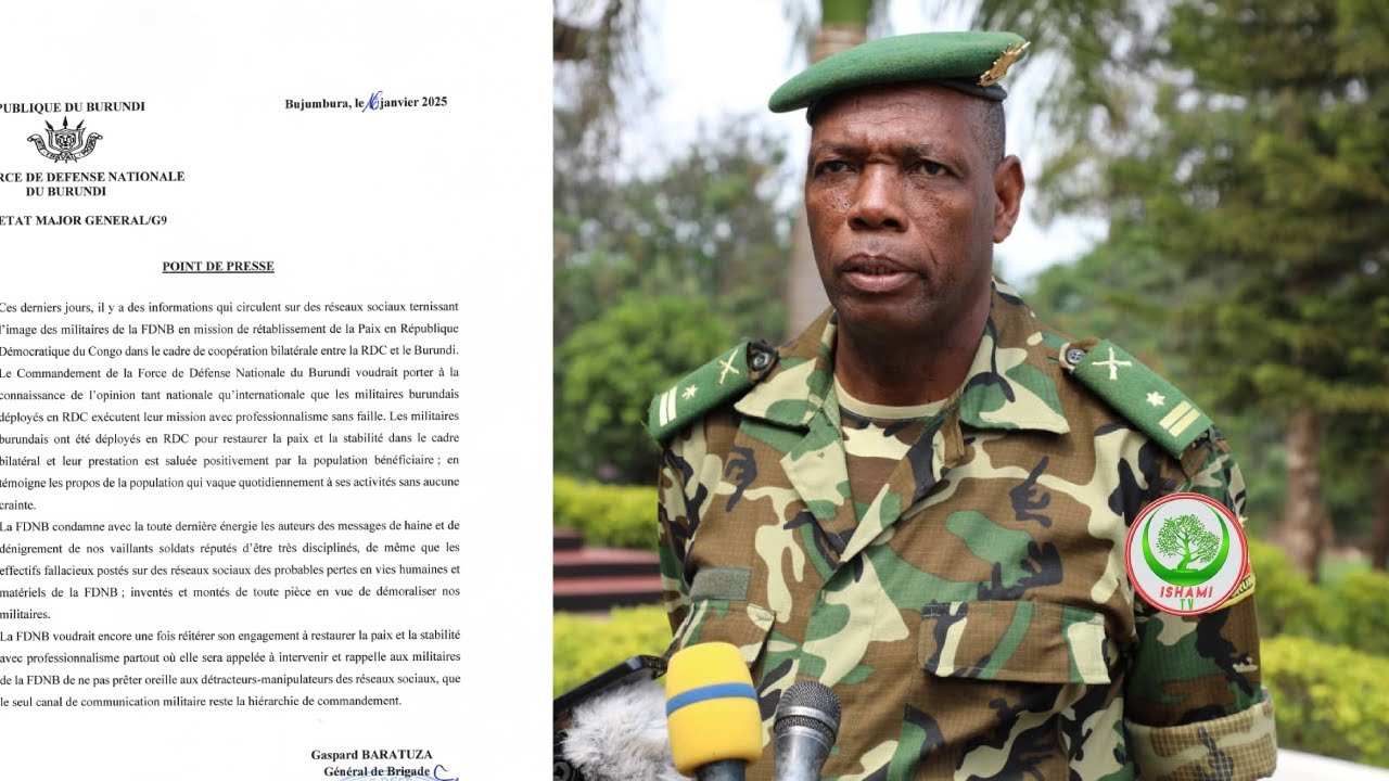 IRI JORO ITANGAZO RITEYE UBWOBA RIVUYE MU GISIRIKARE CY'UBURUNDI, BAHAKANYE IBYO BASHIJWA MURI RDC