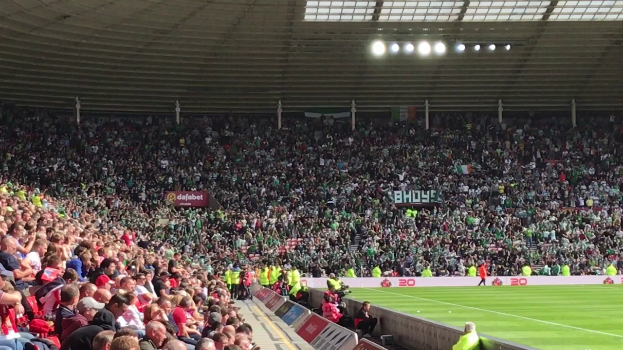 Celtic fans at Sunderland Stadium of Light