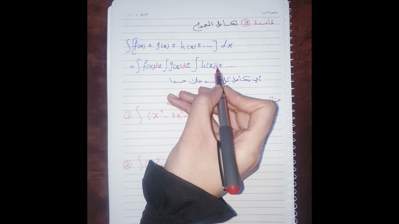 الفصل الرابع /التكامل الغير محدد للدوال الجبريه 1️⃣