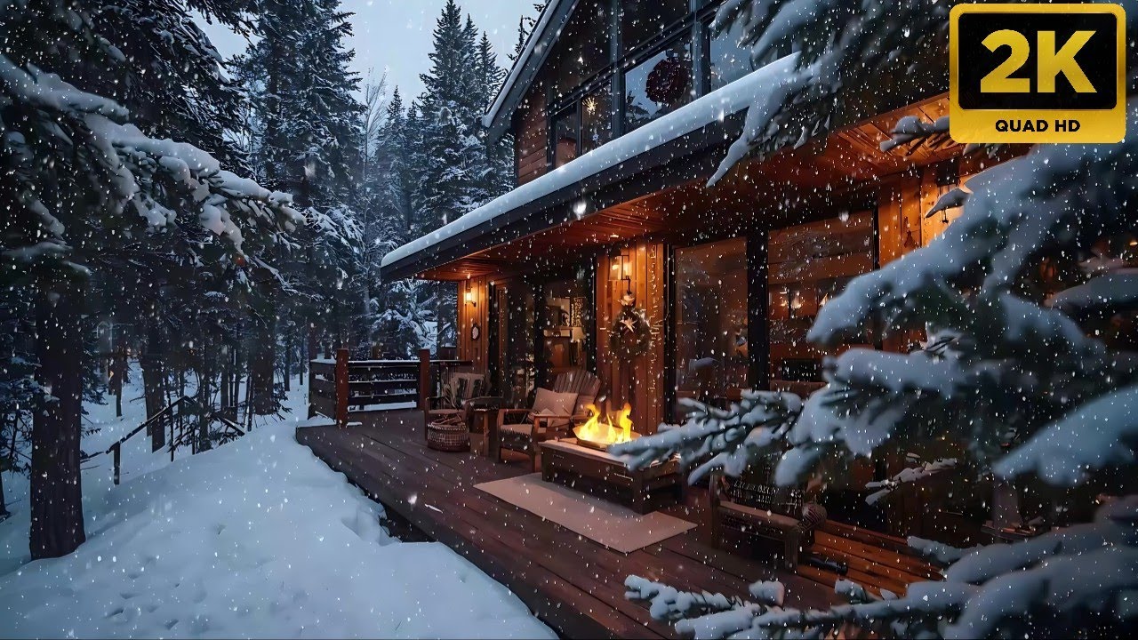Cozy Snowy Cabin at Night ❄️🔥 | Fireplace Ambience for Deep Sleep