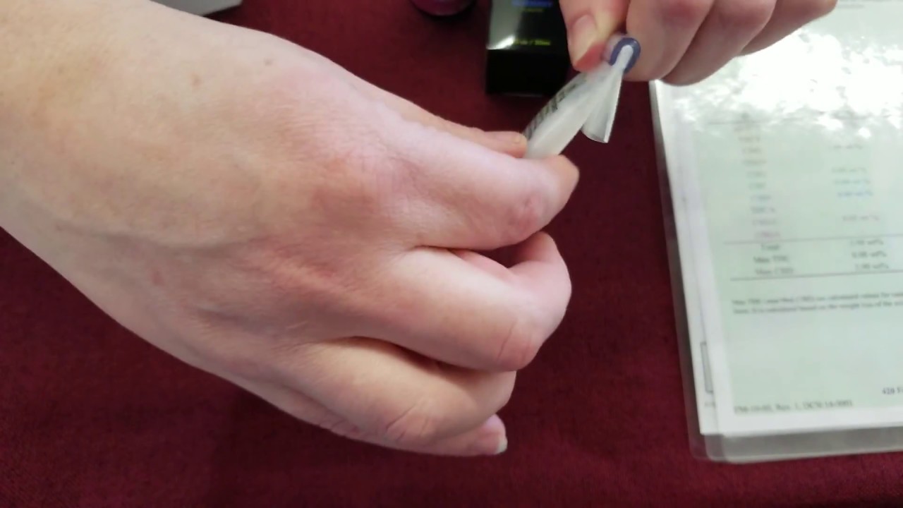 CBD test, (part 2) showing a THC positive result with a narcopouch.