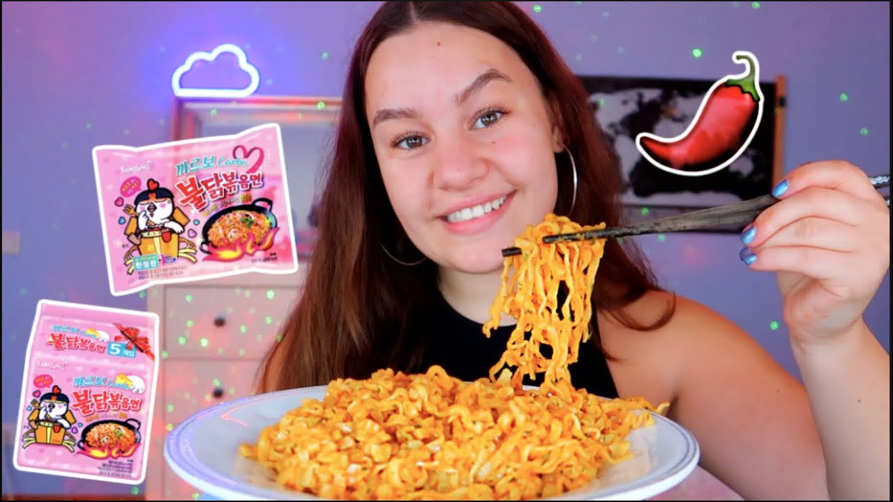 [ASMR] Creamy Carbonara FIRE NOODLES 🔥🌶 | MUKBANG | ASMR Marlife