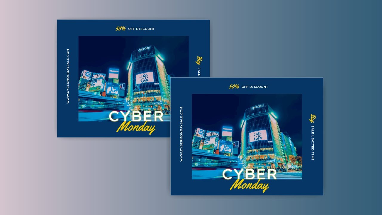 Free Gift Card Design Tutorial Make a Yellow Blue Cyber Monday Gift Card By Not Using Illustrator
