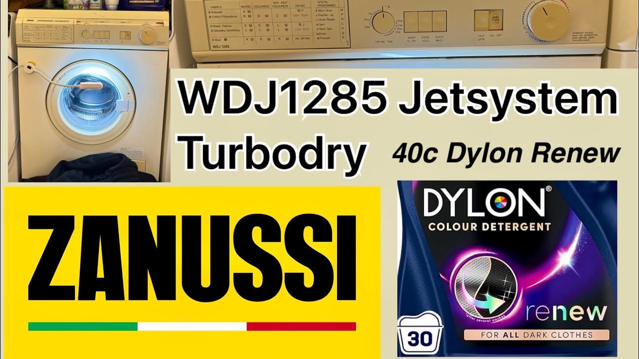 Zanussi WDJ1285 40c Cycle Using DYLON Color Renew Darks @servisslimline @whichwasher2007 
