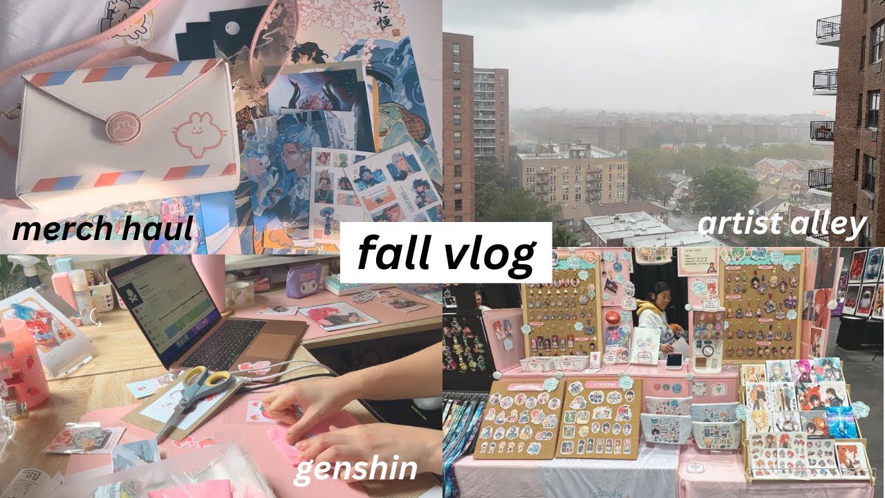 nyc artist vlog | animenyc artist alley, genshin exhibit, shop orders, anime haul