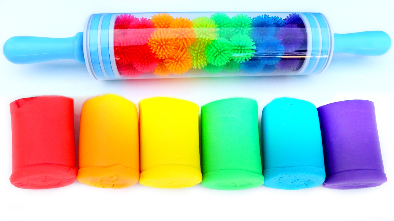 Rainbow Roller Pin Play Doh Learn Colors Modelling Clay Fun And Creative Kids Video