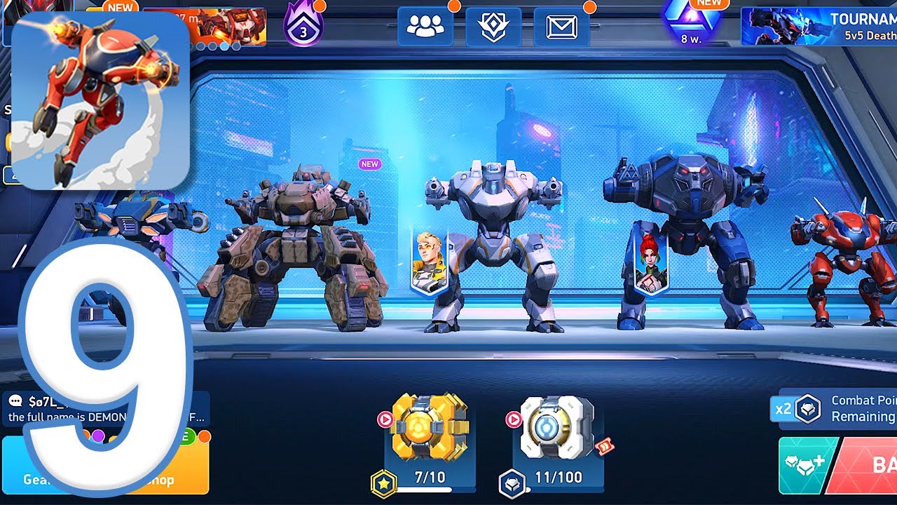 Mech Arena - Gameplay Walkthrough Part 9 - 5 Mechas (iOS, Android)