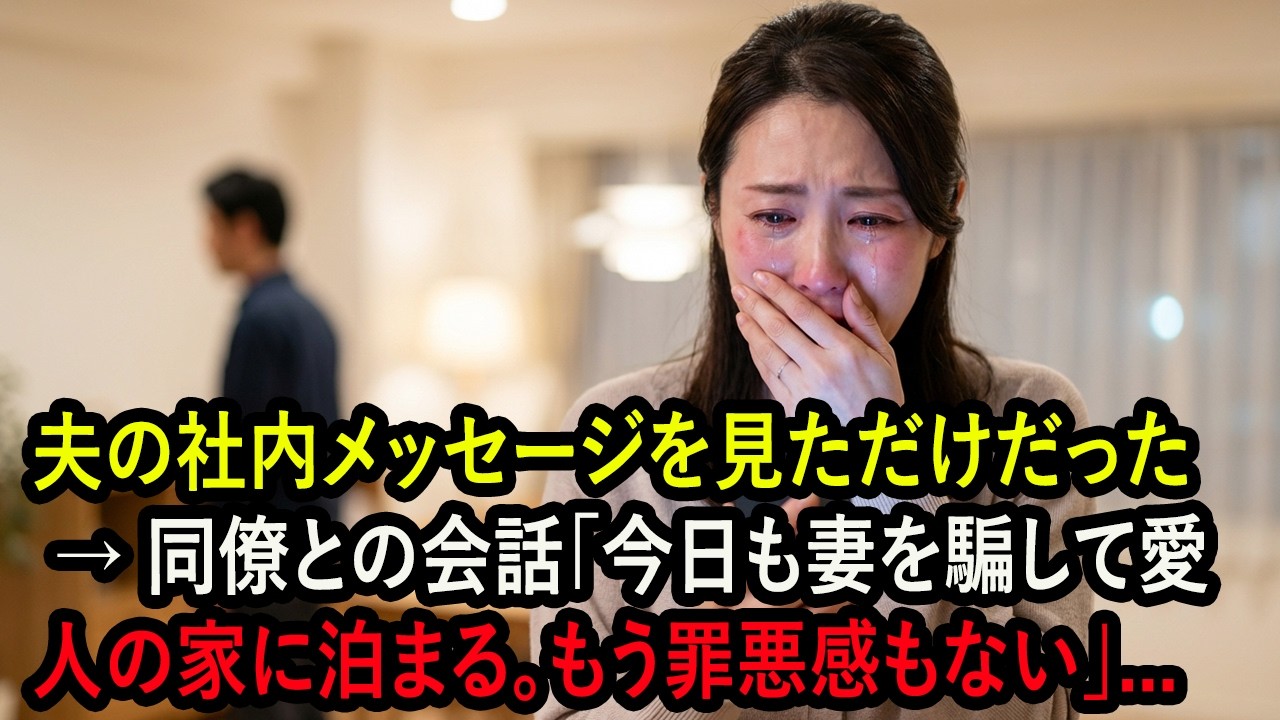 夫の社内メッセージを見ただけだった → 同僚との会話「今日も妻を騙して愛人の家に泊まる。もう罪悪感もない」