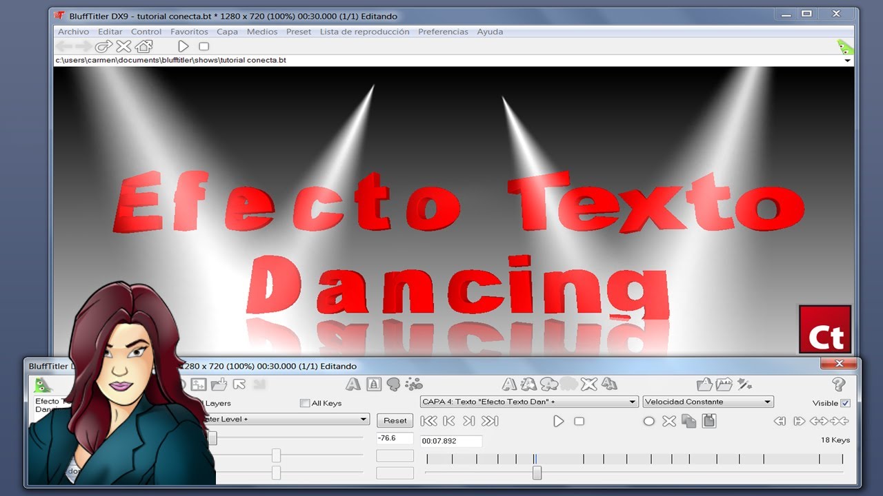 Tutorial blufftitler // Texto Bailarin 3d (by Karmen Quesada)