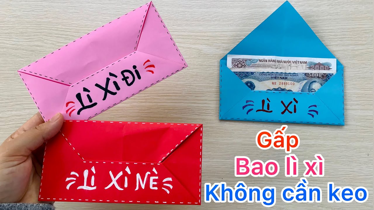 Cách Gấp Bao Lì Xì Không Cần Keo Dán | Sáng Tạo Thủ Công