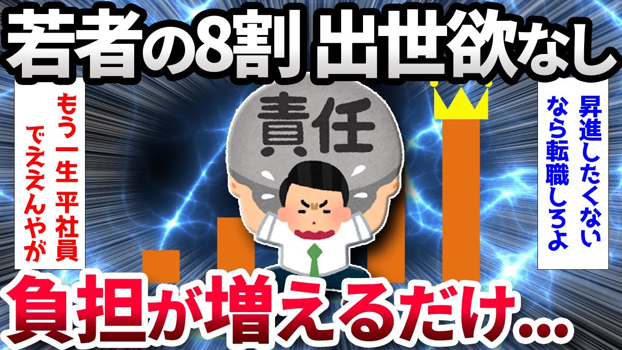 【2ch面白いスレ】若者の約8割「出世したくない。負担が増える。給料の割に合わない」【ゆっくり解説】