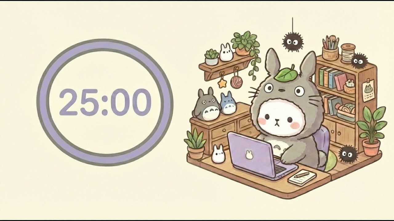 2 HR Pomodoro (25/5) | Deep Work | Study With Mr. Bunny | Inspired Ghibli Version