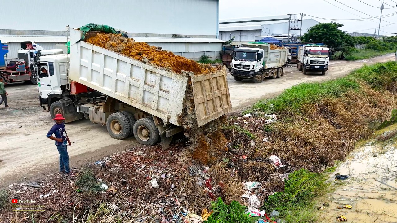 Epic Start at First​ !!​ Area Flooded​ Lowland has Erase with Expertise Work Dozer + Dump Truck
