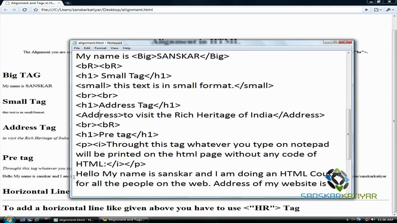Alignment and More Tags in HTML (Lesson-5)