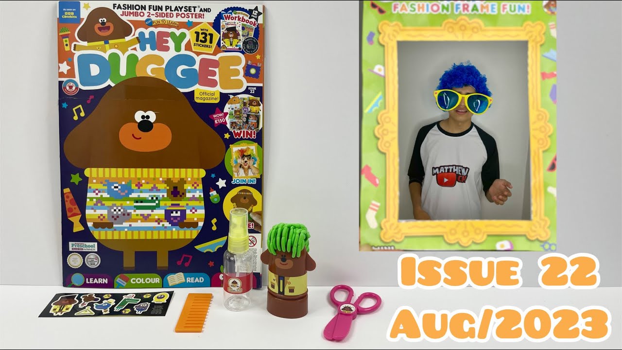 Hey Duggee magazine, issue 22, Aug/2023, with Fashion badge playset 👱🏿‍♀️👱‍♂️👩‍🦰🧑🏼‍🦰💈