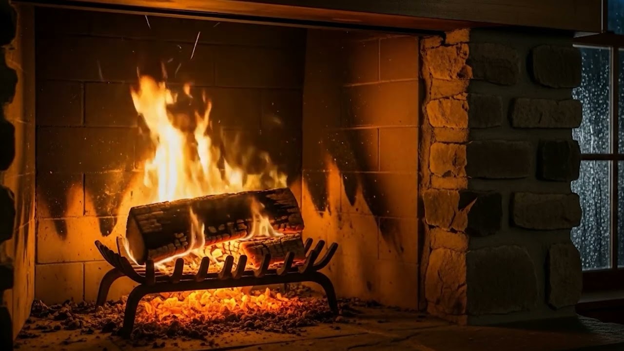Romantic Rain & Fireplace Ambience with Thunder | Cozy Relaxing Sounds for Sleep & Love 🌧️🔥❤️