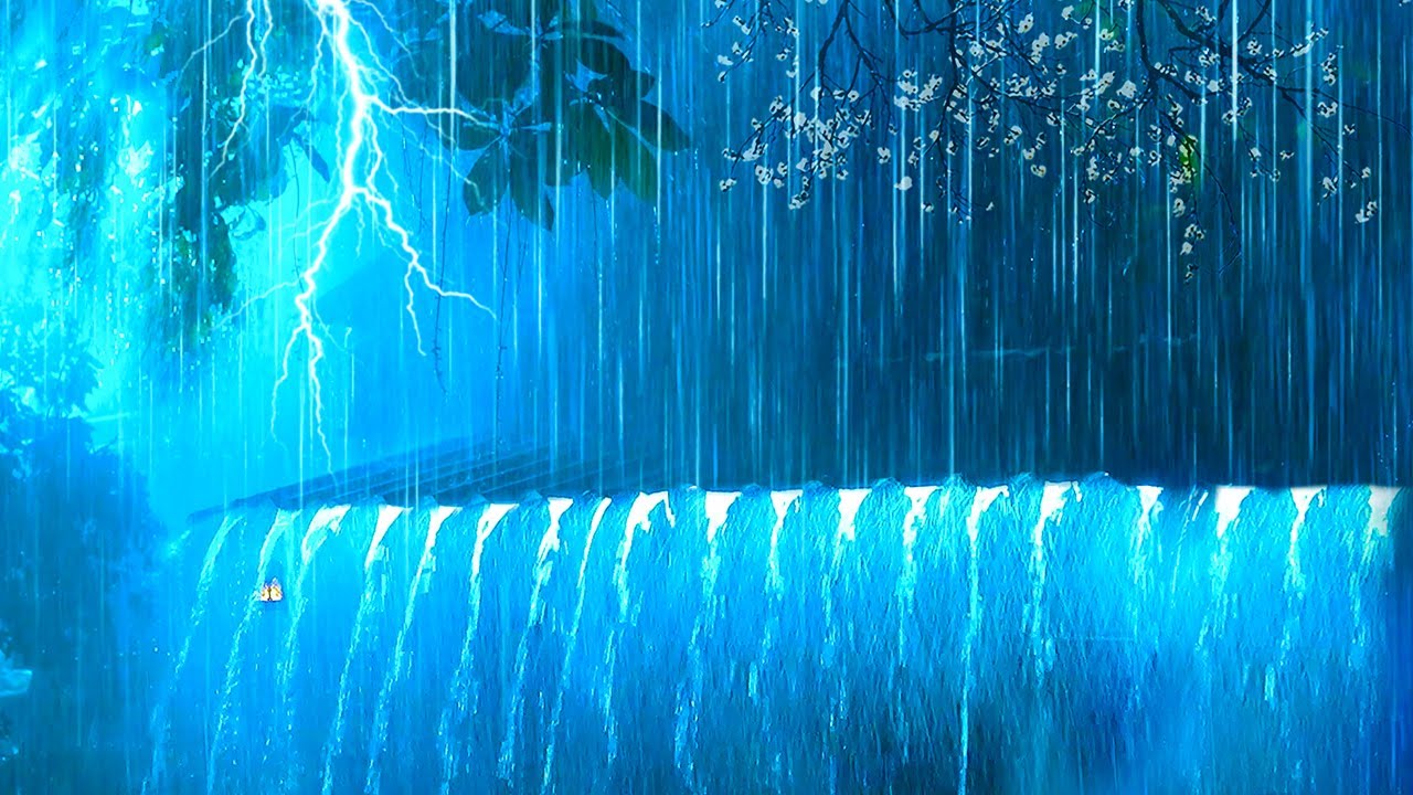 Relaxation to Sleep Soundly with Very Heavy Rain & Powerful Thunder on a Tin Roof on a Stormy Night