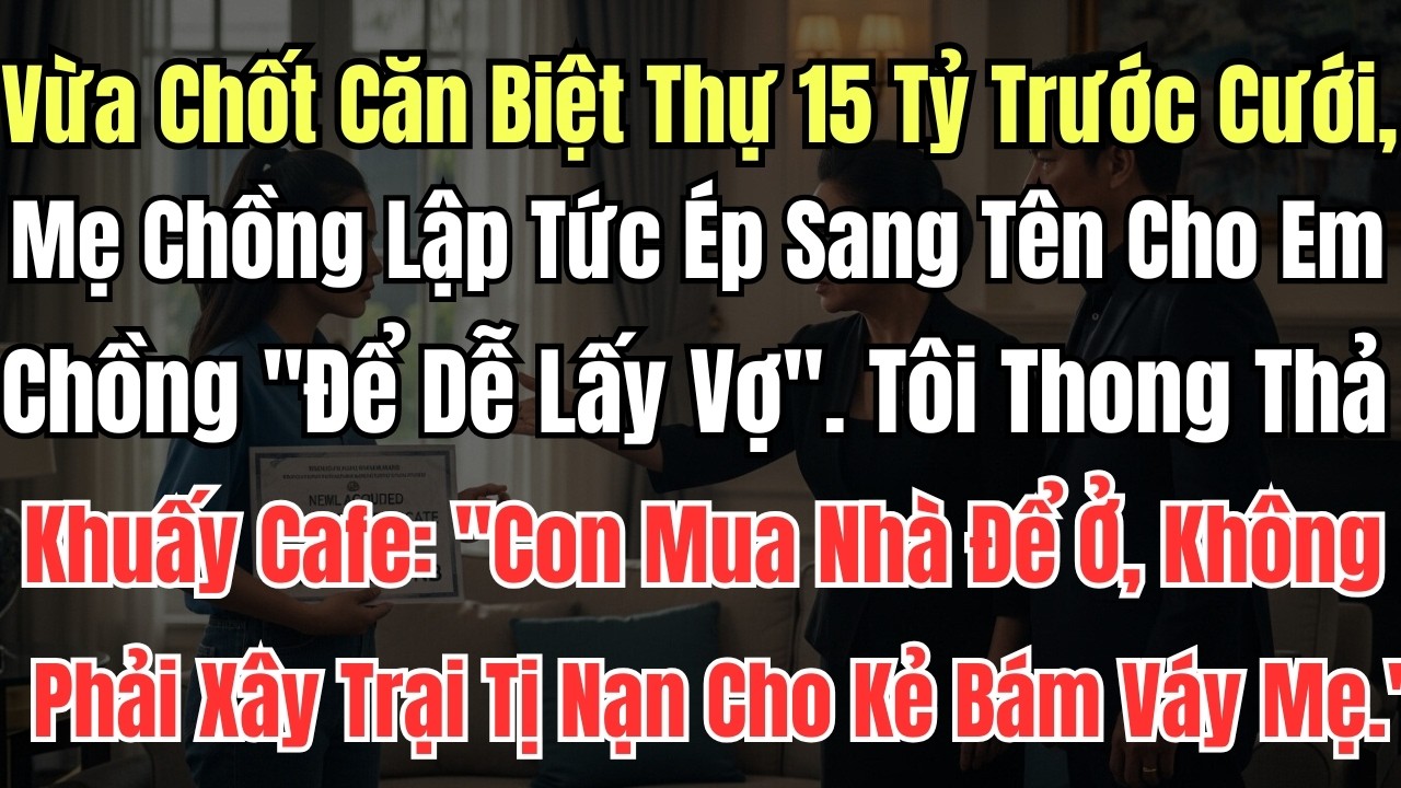 Vừa Chốt Căn Biệt Thự 15 Tỷ Trước Cưới, Mẹ Chồng Lập Tức Ép Sang Tên Cho Em Chồng 