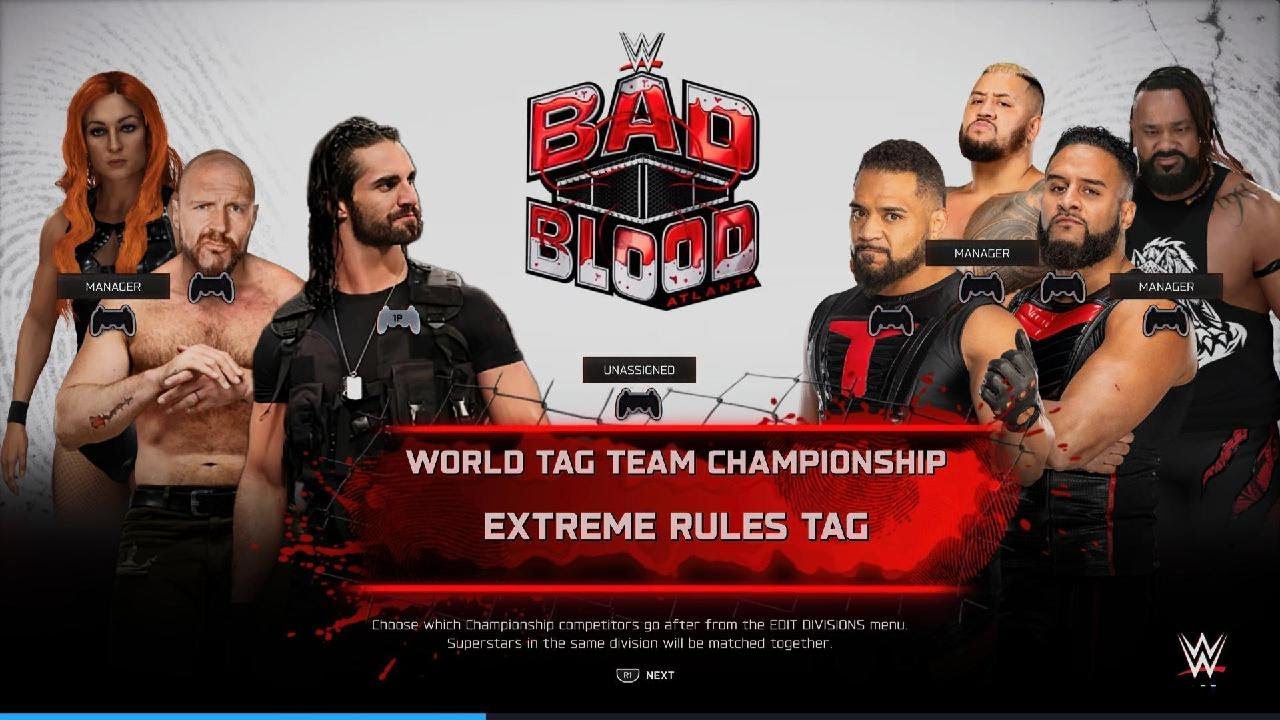 WWE 2K25 The Shield Vs The Bloodline in Extreme Rules. World Tag Titles - Bad Blood