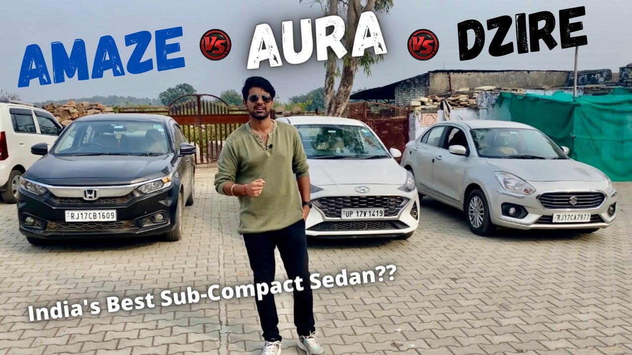 India's Best Sub Compact Sedan Comparision ⚡ Honda Amaze VS Hyundai Aura VS Swift Dzire 2022 👌🏻