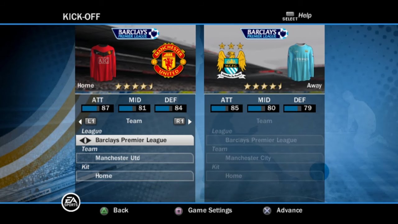 FIFA 10 (PS2) Gameplay - Manchester United vs Manchester city