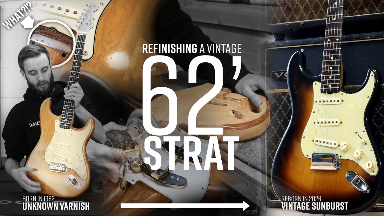 Реставрация винтажной гитары: винтажный Fender Stratocaster 1962 года выпуска получает новую отде...
