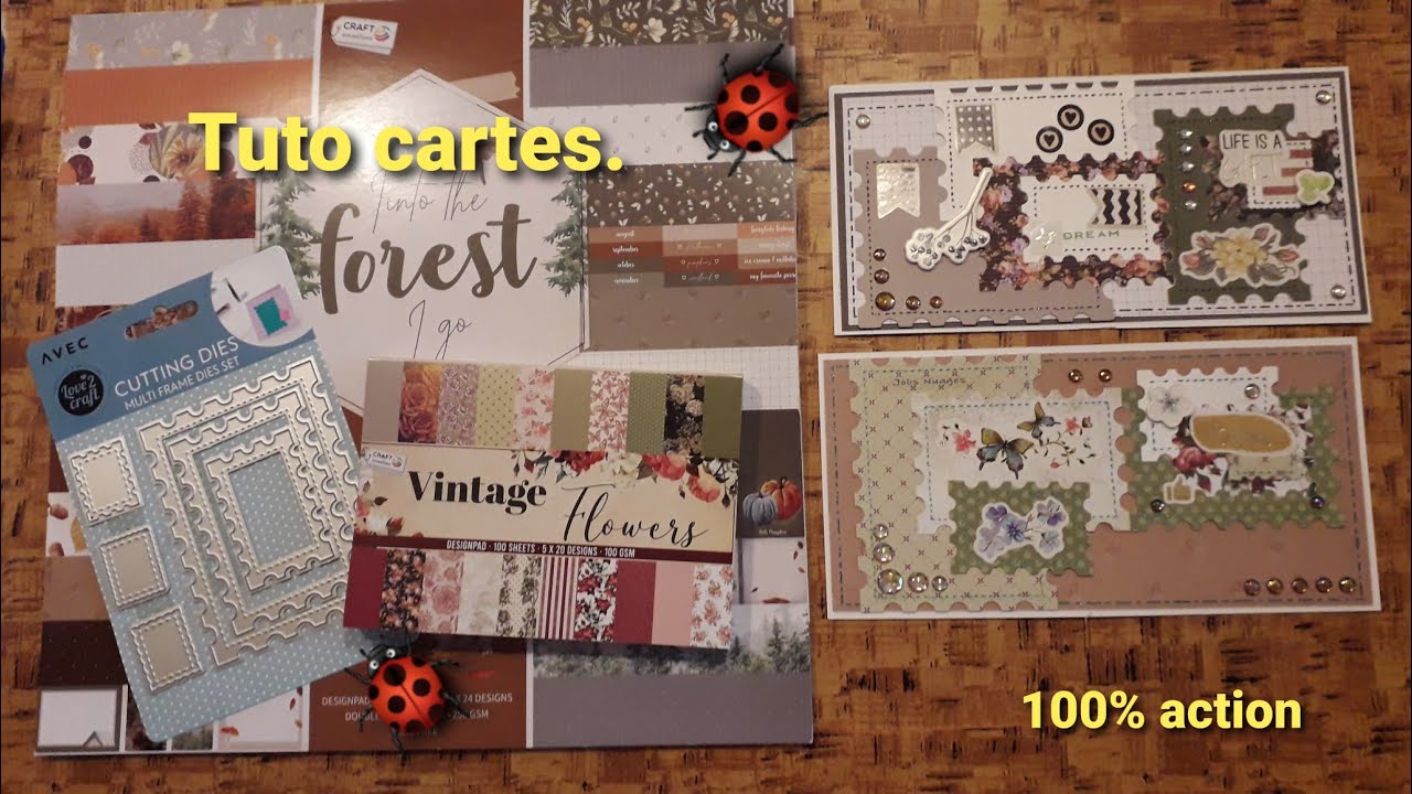Double Tuto cartes/Dies Action (On utilise nos créations pour nos réalisations😉).
